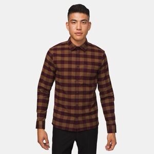 Lululemon Masons Peak Flannel in Check Plaid M Medium Plum Purple Tan